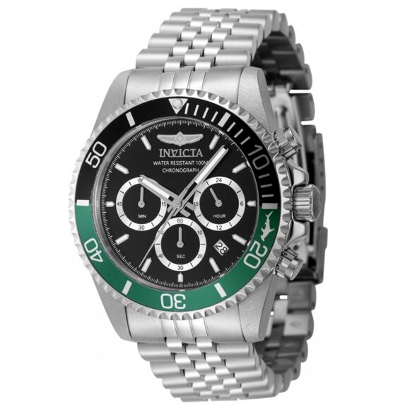 Pro Diver 48380 Men Watch Quartz - Silver Stainless Steel Band - Black Dial 43mm - Picture 1 of 6